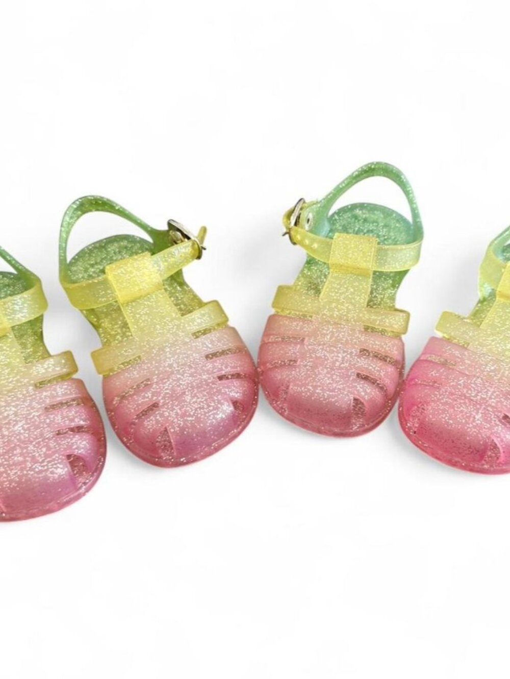 ShoosShoos Pink Green Glitter Jelly Sandals Toddler Size 4